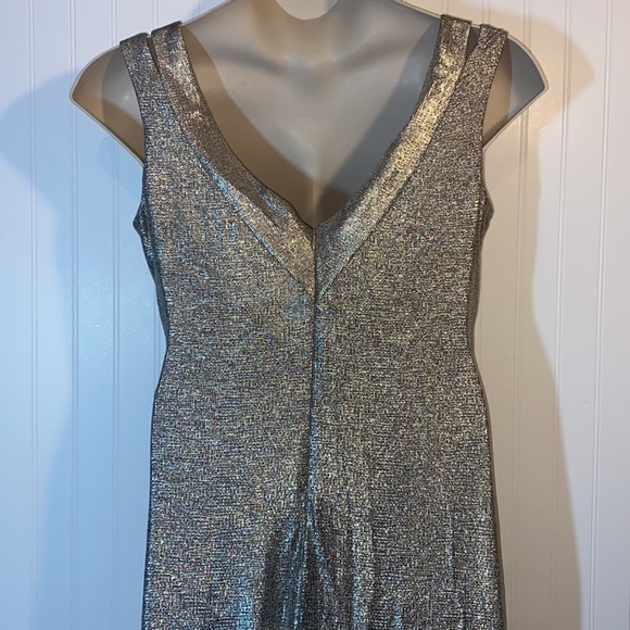 LRL gold shimmer evening gown floor length good stretch fully lined - Picture 5 of 12